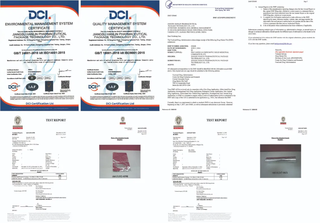 Pharmaceutical Packing Aluminum Blister Foil Sealing with Rigid PVC Sheet